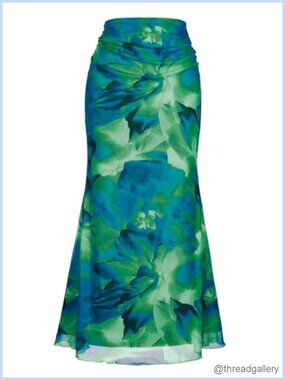 Floral Mesh Maxi Skirt High Waisted Boho Bodycon Fishtail Long Skirt